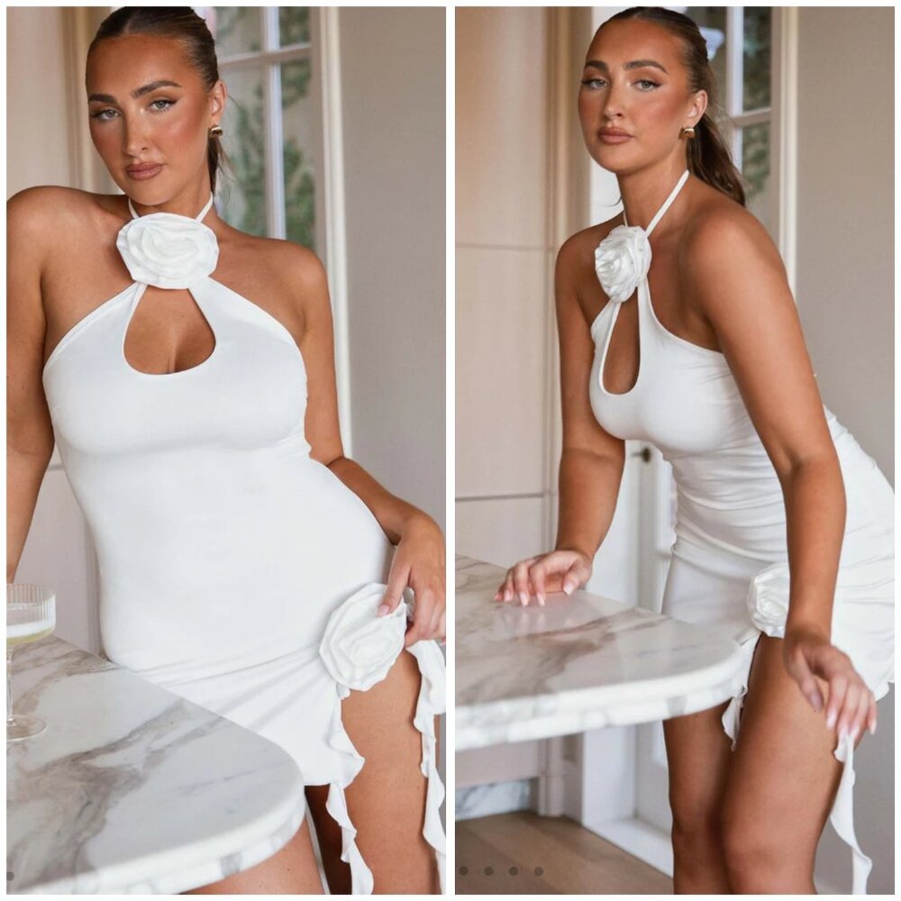 Peppermayo Ravenna Rose Mini Dress - White Size 10